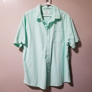 JEKAOYI Casual Shirt Green Textured Linen Cotton Coastal Men's XL